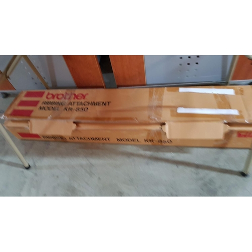 566 - Brother KH-890 (Made in Japan) Knitting Machine, Ribbing Attachment, Model KR-850 and Special Table