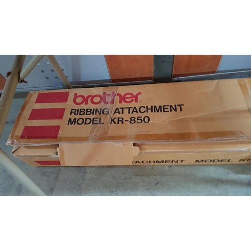 566 - Brother KH-890 (Made in Japan) Knitting Machine, Ribbing Attachment, Model KR-850 and Special Table