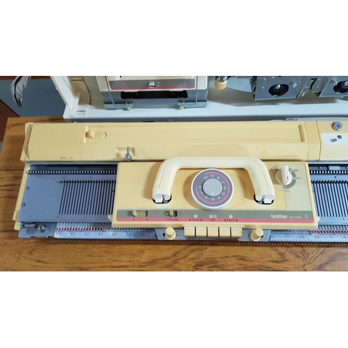 566 - Brother KH-890 (Made in Japan) Knitting Machine, Ribbing Attachment, Model KR-850 and Special Table