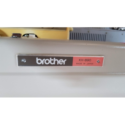 566 - Brother KH-890 (Made in Japan) Knitting Machine, Ribbing Attachment, Model KR-850 and Special Table