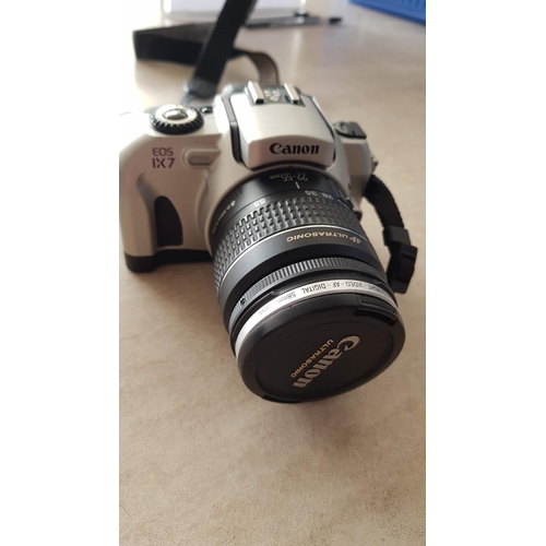 570 - Canon EOSIX7 EF 200m Lenses Ultrasonic (EF 22-55mm) Extra one Film (Boxed) and Case