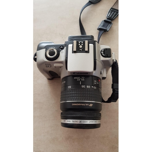 570 - Canon EOSIX7 EF 200m Lenses Ultrasonic (EF 22-55mm) Extra one Film (Boxed) and Case