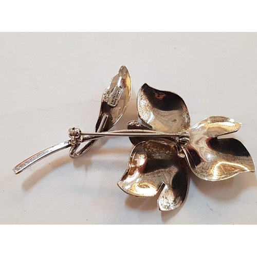 575 - 3 x Vintage Broaches Incl; Silver Flower by Bond Royd