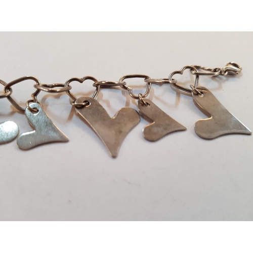 578 - .925 Silver Heart Bracelet, (Approx. 16.5g)