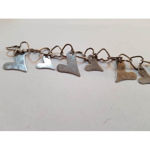 578 - .925 Silver Heart Bracelet, (Approx. 16.5g)