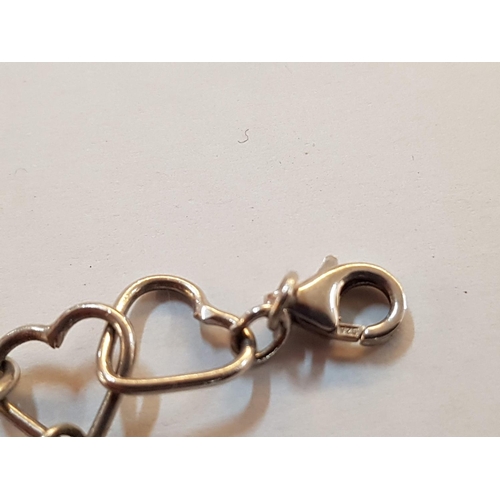 578 - .925 Silver Heart Bracelet, (Approx. 16.5g)