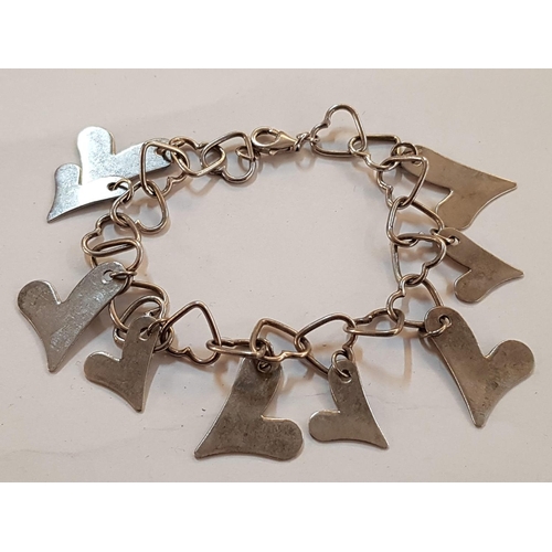578 - .925 Silver Heart Bracelet, (Approx. 16.5g)