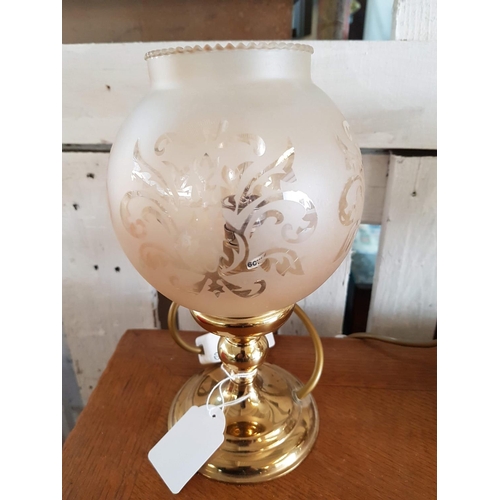583 - 3 x Brass Vintage Table Lamps with Glass Shades