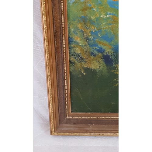 584 - Vintage Oil on Board, Mountain / Forest Scene with Water Fall