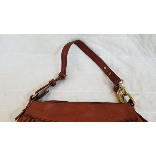 590 - Fossil 54 Brown Leather Ladies Handbag Brass Fittings