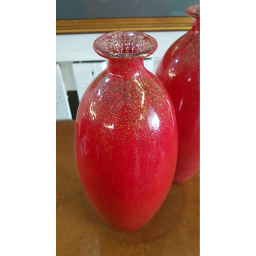 559 - Pair of Red Modern Vases (H:30cm each)