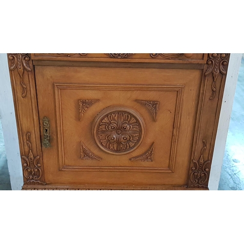 672 - Vintage Continental Drinks Cabinet / Bar with Decorative Carved Front, Drawer and Mirrored Cupboard,... 