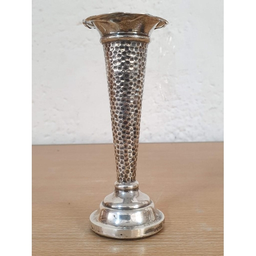 709 - Antique Sterling Silver Bud / Flower Vase (UK, Birmingham, Circa 1904) (Approx 80gr, H:12cm) Togethe... 