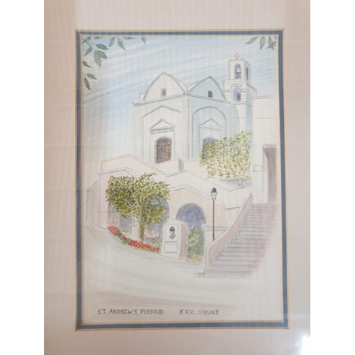 714 - Collection of Framed Water Colour Paintings by Eric Squire; Coastal Scenes, Watermill, Pissouri Chur... 