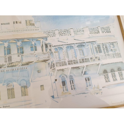 715 - Framed Signed Limited Edition Print by Lynda Shephard of Middle Eastern(?) Buildings (74 x 62cm)