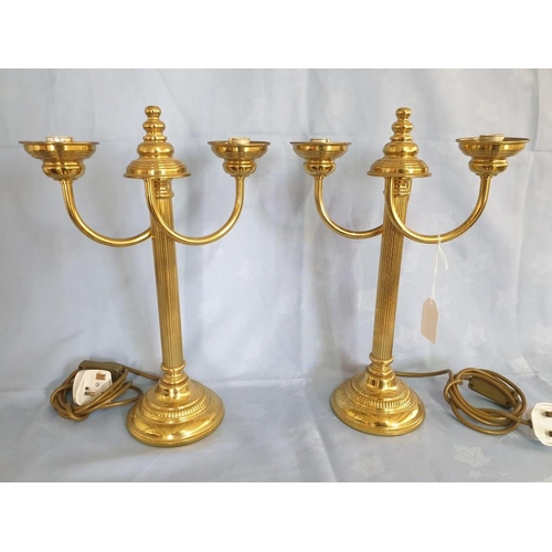 126 - Pair of English Brass 2-Arm Table Lamps, (2)