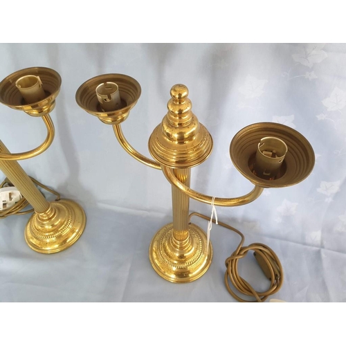 126 - Pair of English Brass 2-Arm Table Lamps, (2)