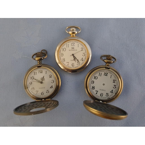 127 - Collection of 3 x Pocket Watches (2 x Hunter), Quartz, Un-tested, (3)