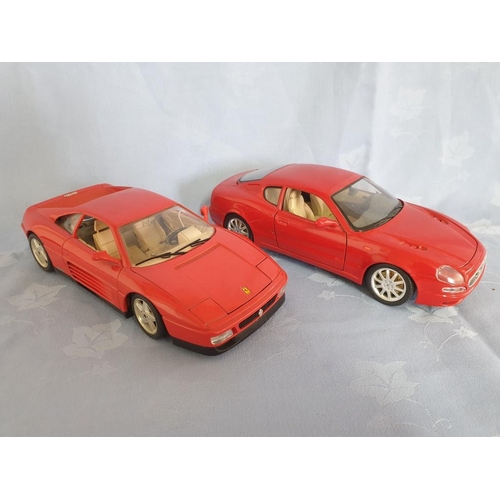 26 - 2 x Burago (Italy) Die Cast 1/18 Scale Model Cars; Ferrari 348 (1989) and Maserati 3200 GT (1998), (... 