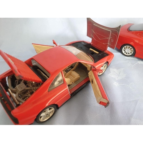 26 - 2 x Burago (Italy) Die Cast 1/18 Scale Model Cars; Ferrari 348 (1989) and Maserati 3200 GT (1998), (... 