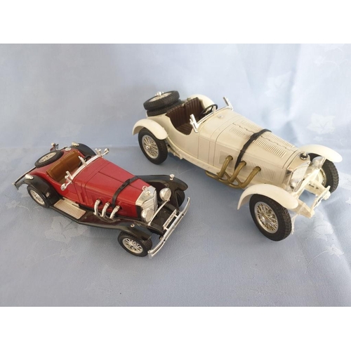 27 - 2 x Burago (Italy) Scale Model Mercedes Cars; 1/18 Scale Mercedes Benz SSK (1928) and 1/24 Scale Mer... 