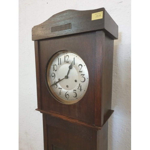 100 - Vintage Long Case / Grandfather Clock with Westminster Chime, Key & Pendulum, (Approx. H: 171cm)