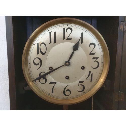 100 - Vintage Long Case / Grandfather Clock with Westminster Chime, Key & Pendulum, (Approx. H: 171cm)