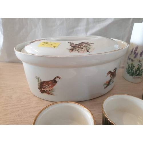 102 - Apilco (France) Lidded Oven Dish with Animal Pattern, Together with Similar Round Oven Dish, 5 x Api... 
