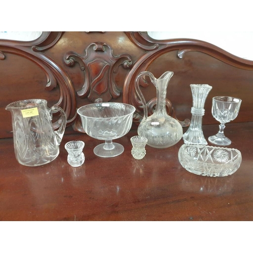 107 - Dartington Crystal Bowl with Pedestal Base, Crystal Claret Jug, Water Jug & Goblet, Together with Cu... 