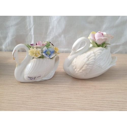 34 - Capodimonti Porcelain Double Bud Vase with Floral Decoration, Together with Royal Doulton and Coalpo... 