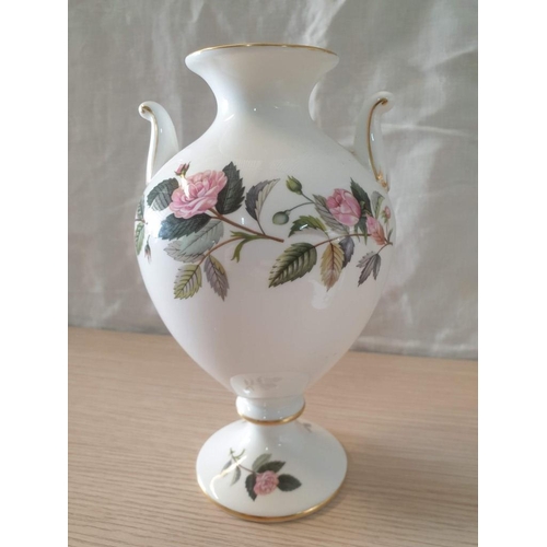 56 - Wedgwood 'Hathaway Rose' Vase (H: 21cm), Together with Wedgwood 'Lemon Tree' Milk Jug and Sugar Bowl... 
