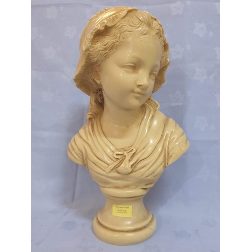 73 - Marble Effect Bust of Female (Approx. H: 44cm)