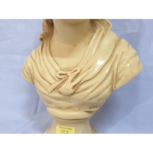 73 - Marble Effect Bust of Female (Approx. H: 44cm)