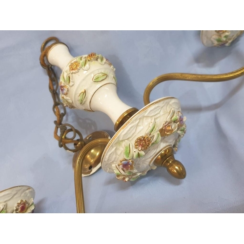 75 - Decorative Ceiling Light, 2-Arm / Spot with Brass and Porcelain