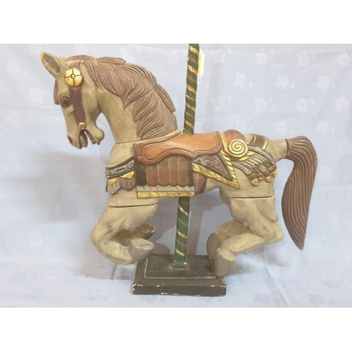 77 - Vintage Handmade & Hand Painted Carved Wood Rajasthani Wedding Horse / Carnival Horse, (Approx. H: 7... 