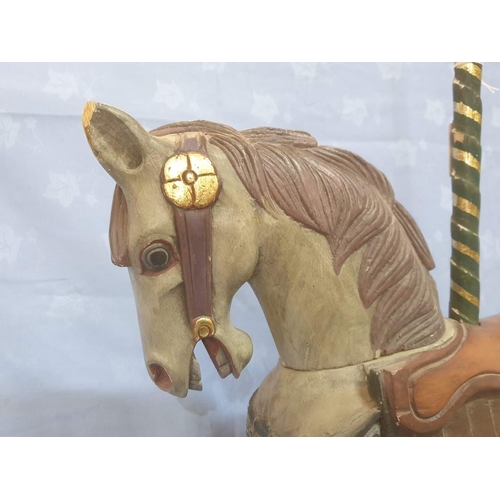 77 - Vintage Handmade & Hand Painted Carved Wood Rajasthani Wedding Horse / Carnival Horse, (Approx. H: 7... 