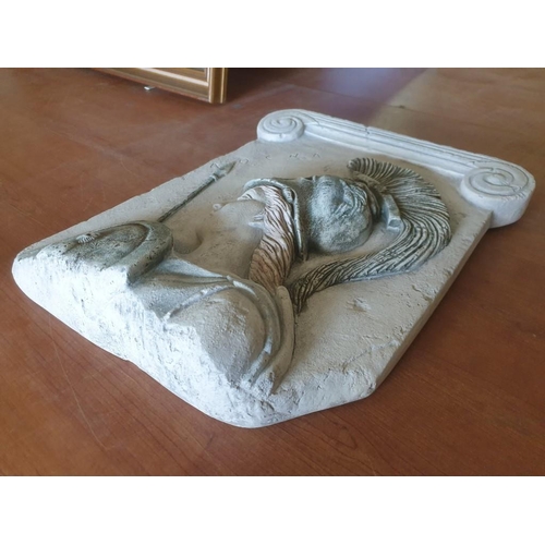 80 - Wall Hanging Plaque with Greek Gladiator (Plaster, Hand Made in Greece), (Approx. 44 x 36cm)