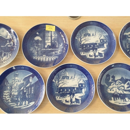 83 - Set of 8 x Royal Copenhagen Decorative Wall Plates (Approx. Ø:18cm), Together with 2 x Smaller Ones ... 
