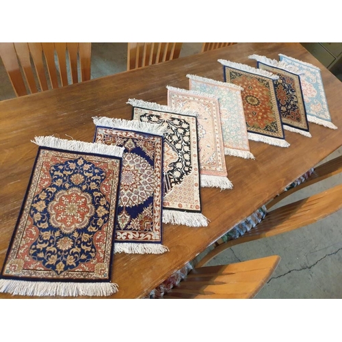 93 - Collection of 8 x Assorted Small Persian Silk Carpets (Ave. Approx. 45 x 28cm), (8)