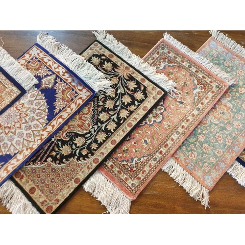 93 - Collection of 8 x Assorted Small Persian Silk Carpets (Ave. Approx. 45 x 28cm), (8)
