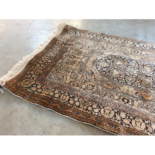 94 - Hand Woven Kashmir Persian Silk Carpet / Wall Hanging (Approx. 95 x 65cm)