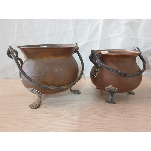 38 - Collection of Copper Items; Bowl / Planter (H:5cm x Ø:8cm) and Small Coal Scuttle with Porcelain Han... 