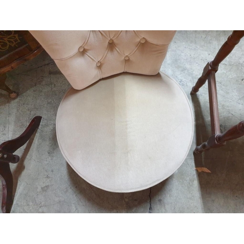 45 - Vintage Bedroom Chair with Button Back and Round Seat