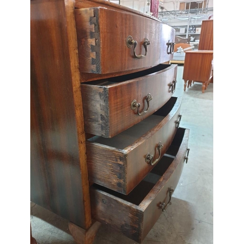 46 - Antique Bow Front 4-Drawer Chest of Drawers with Brass Handles and Cabriole Legs (Approx. 62 x 47 x ... 