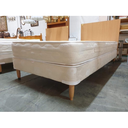 526 - Single Divan Bed with Aphrostrom Mattress (Approx. 90 x 190cm) and Light Wood Headboard