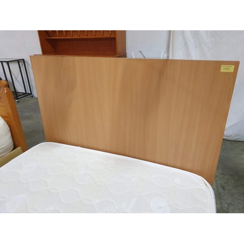 527 - Single Divan Bed with Aphrostrom Mattress (Approx. 90 x 190cm) and Light Wood Headboard