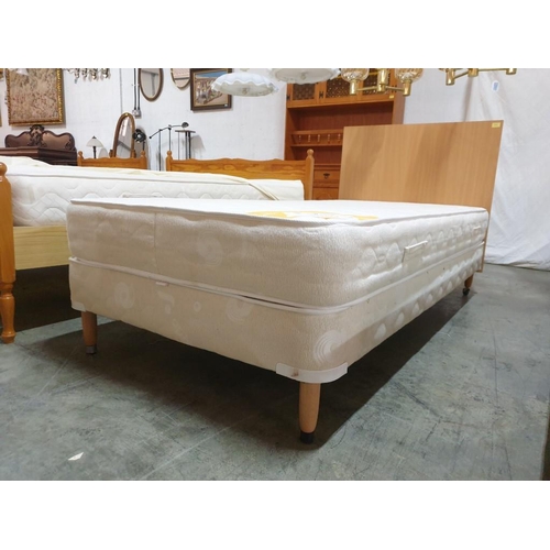 527 - Single Divan Bed with Aphrostrom Mattress (Approx. 90 x 190cm) and Light Wood Headboard