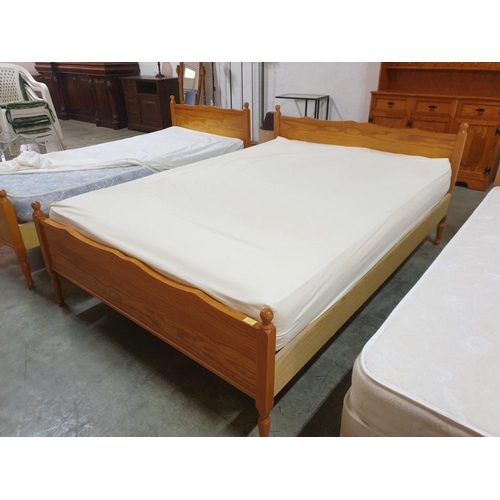 528 - Double Bed with Pine & Light Wood Surround and Aphrostorom Mattress (135 x 190cm)