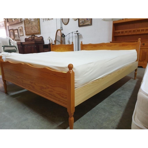 528 - Double Bed with Pine & Light Wood Surround and Aphrostorom Mattress (135 x 190cm)