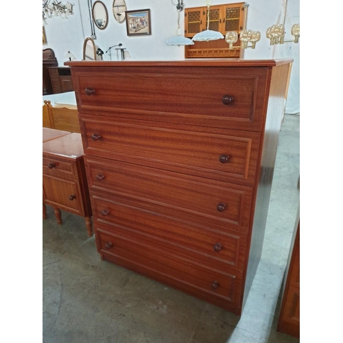 531 - Dark Wood 5-Drawer Chest of Drawers (82 x 46 x 102cm)